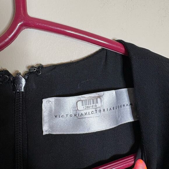 Victoria Beckham Asymmetric Pleated Tiered Crepe Shift Dress Black Size 10 - Picture 7 of 10